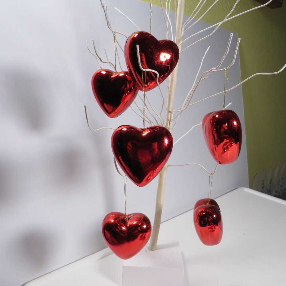 Valentines (6) Hearts Metallic Ornaments #2